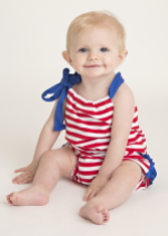 Royal Blue and Red Knit Girl's Ruffle Romper